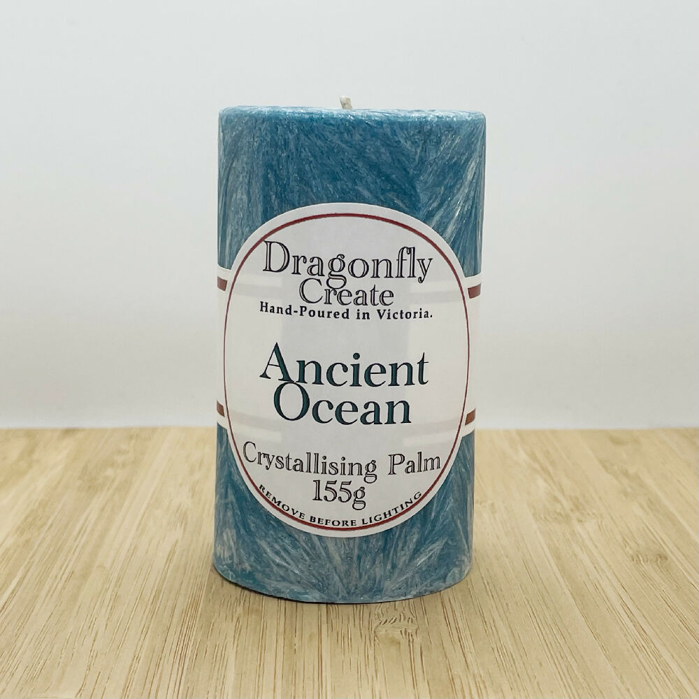 Ancient Ocean | Crystallising Palm Wax Pillar Candle | 38/42 Hours