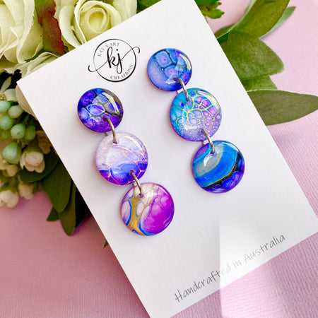 Artisan Hand Painted Stud Dangle Earrings