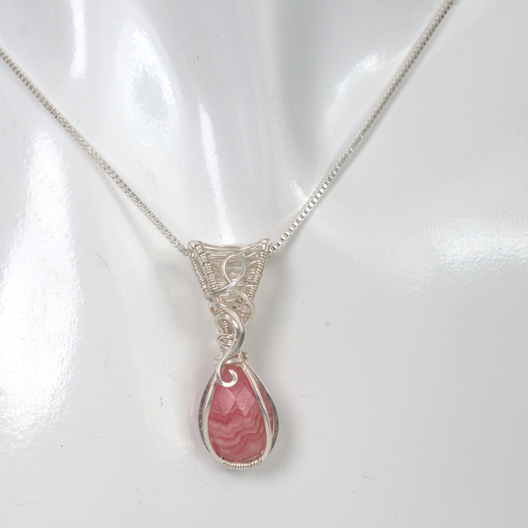 Wire Wrapped Rhodochrosite Keepsake Pendant