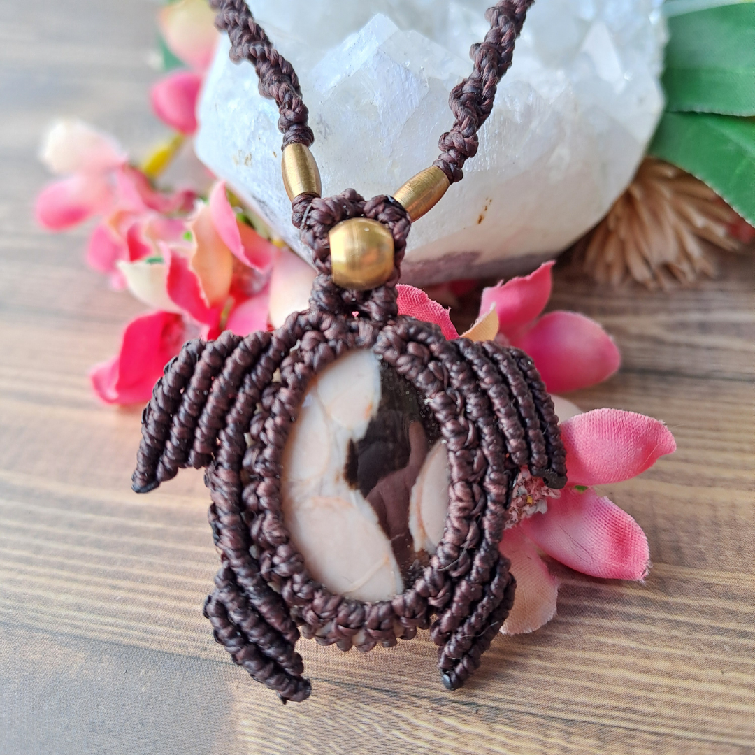 Peanut Wood Micro Macramé Necklace