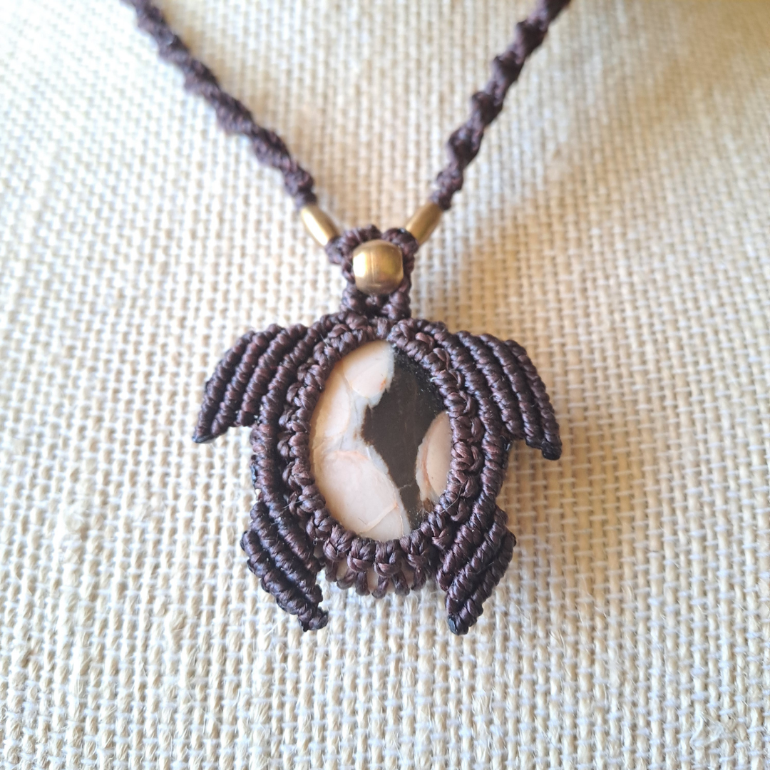 Peanut Wood Micro Macramé Necklace
