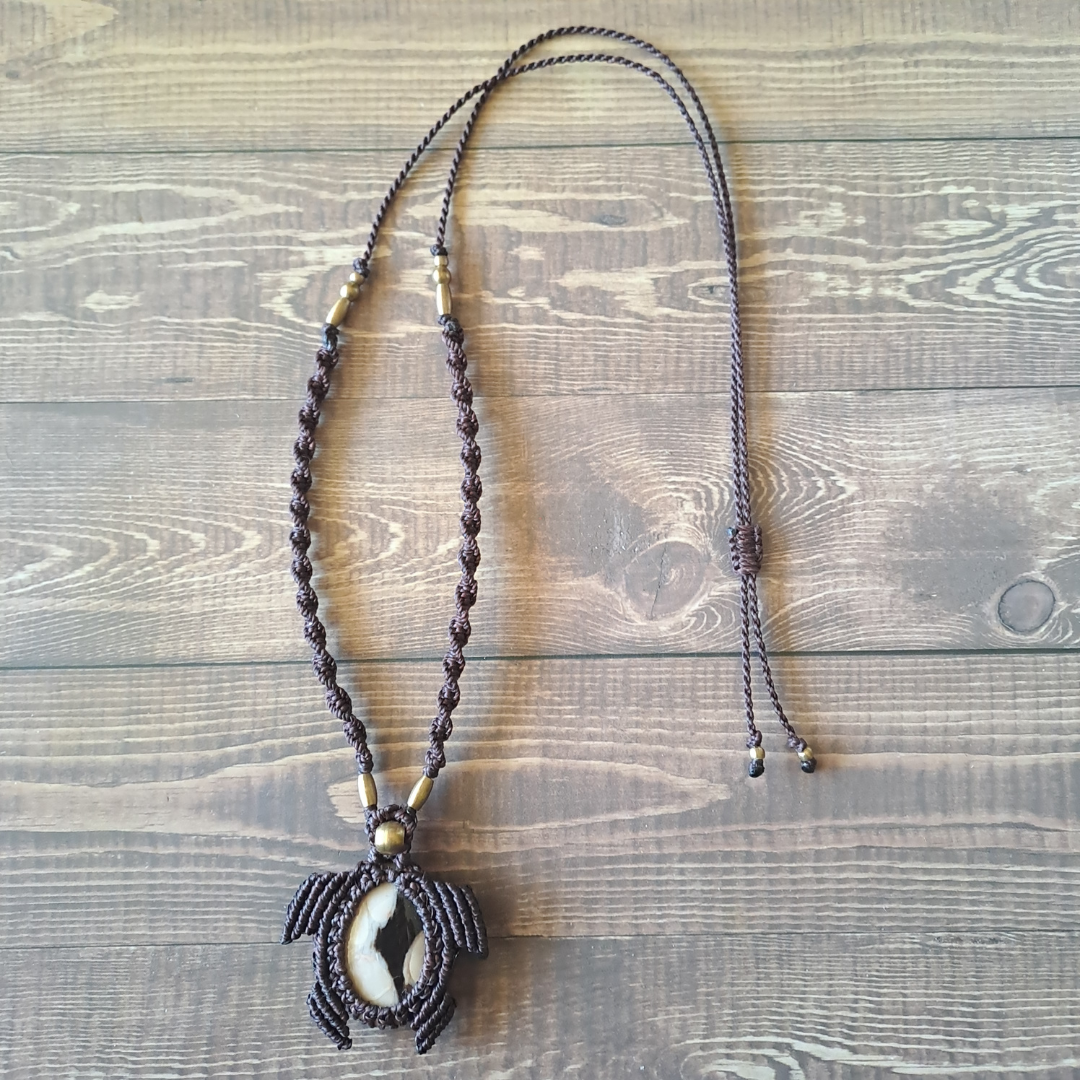 Peanut Wood Micro Macramé Necklace