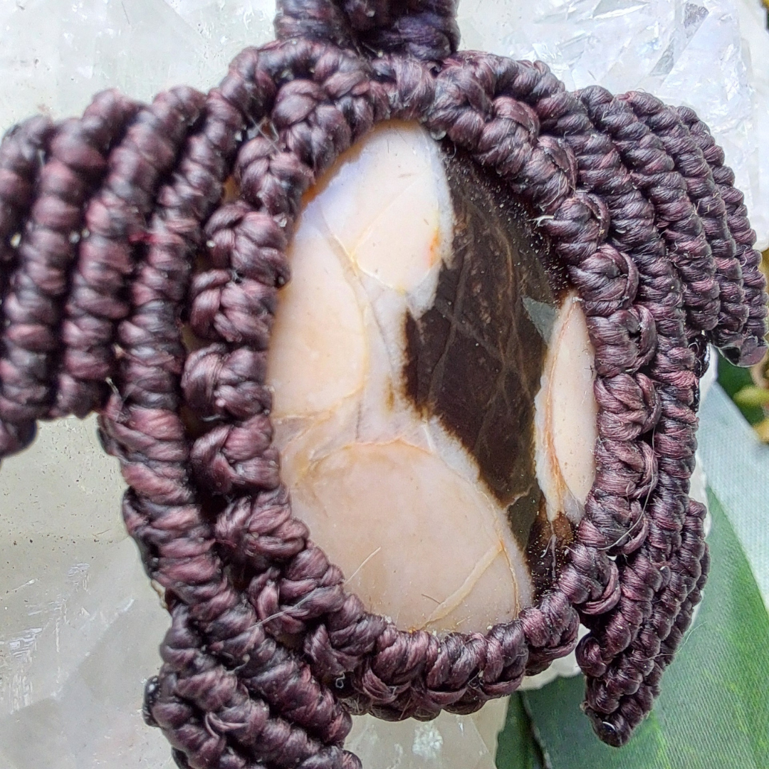 Peanut Wood Micro Macramé Necklace
