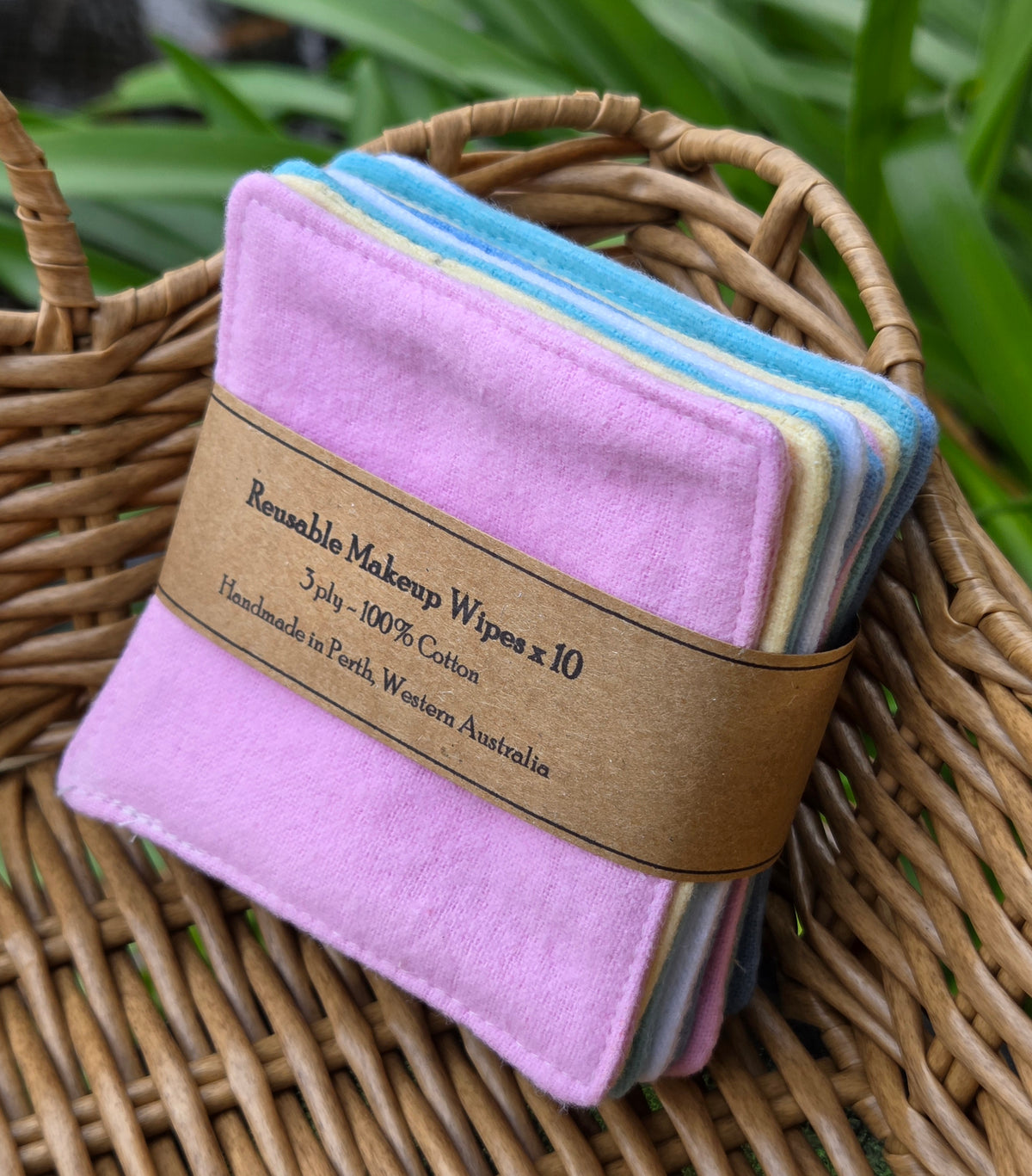 Reusable Makeup Wipes, packs of 10, plain colours