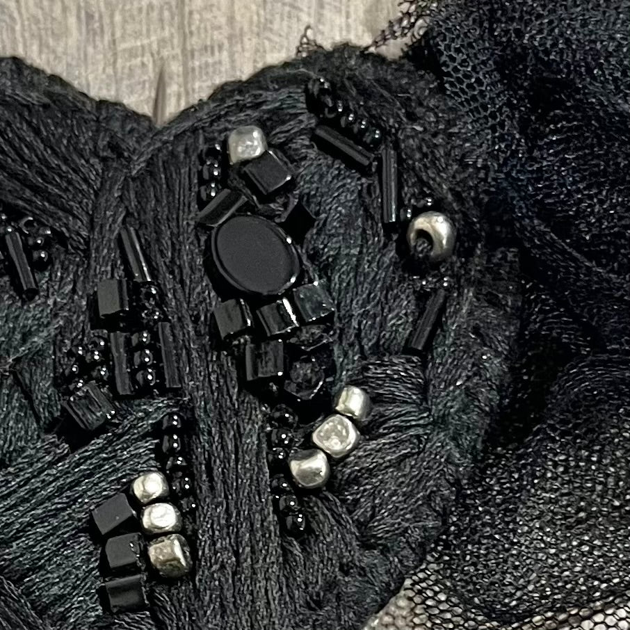 Embroidered Black on Black Heart Brooch