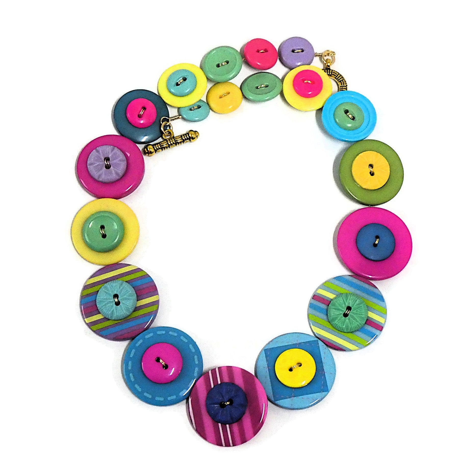 Button necklace - Carousel Colours