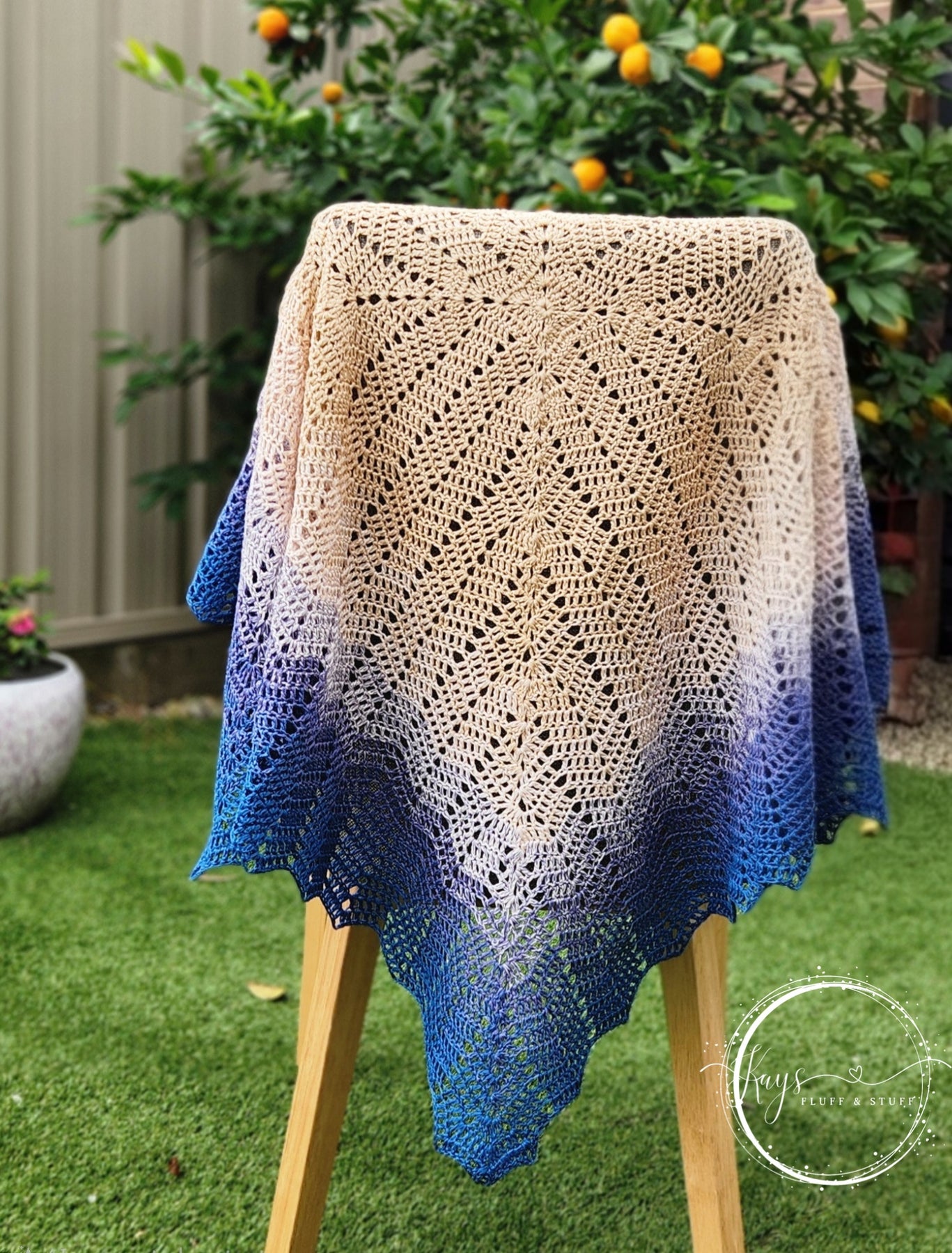Crochet Blue Ombre Cotton Baby Blanket