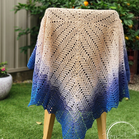 Crochet Blue Ombre Cotton Baby Blanket