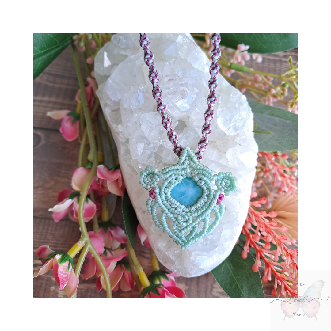 Larimar Micro Macramé Necklace