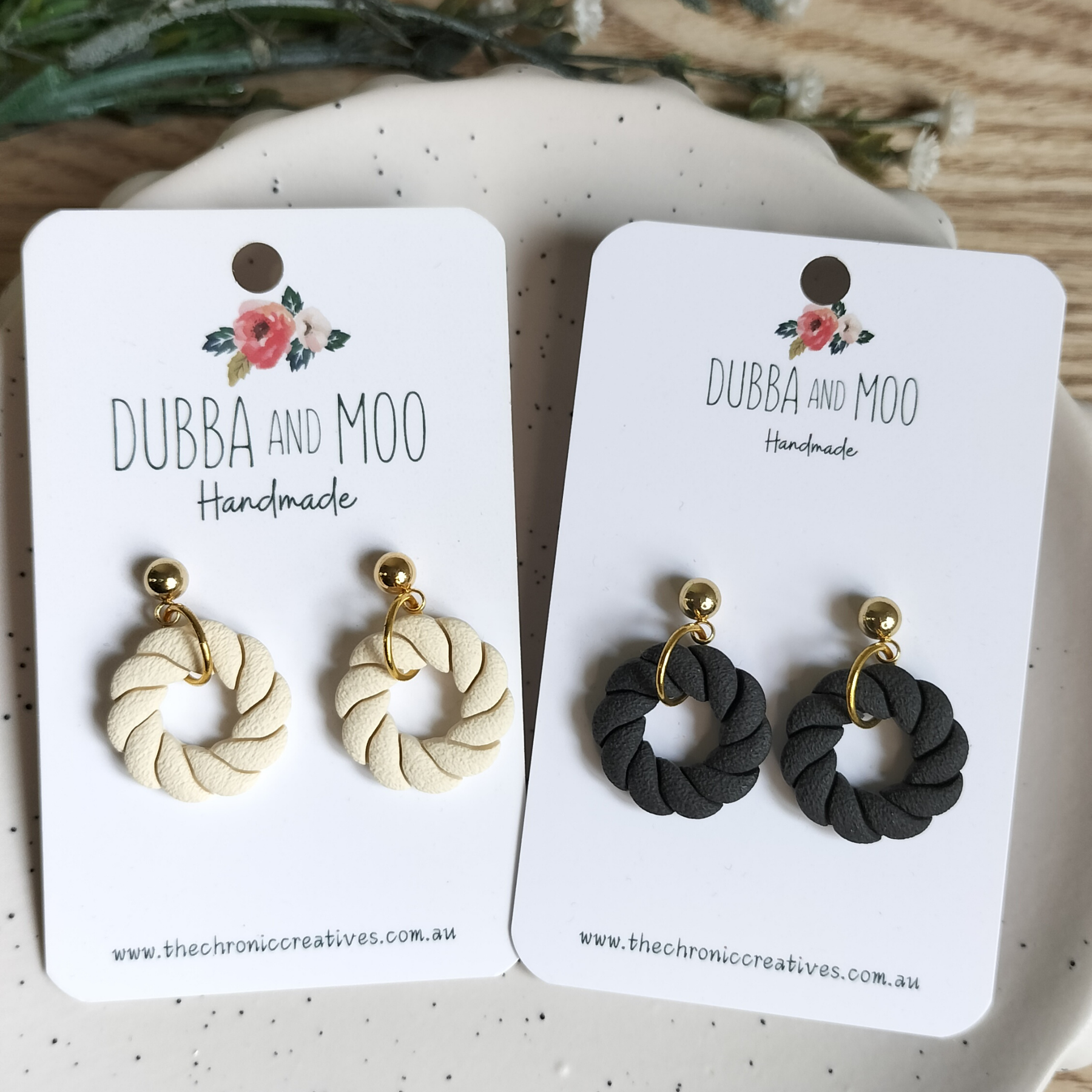 Round Twist Polymer Clay Dangle Earrings - Assorted Styles