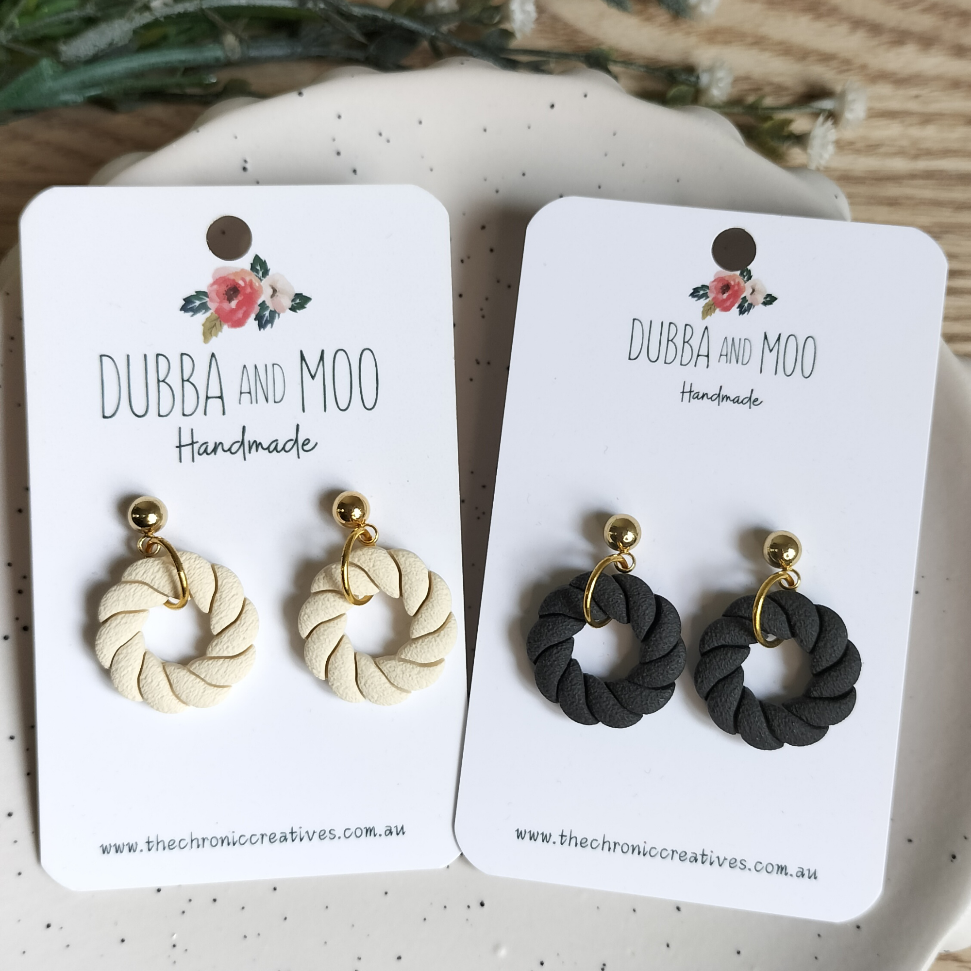Round Twist Polymer Clay Dangle Earrings - Assorted Styles