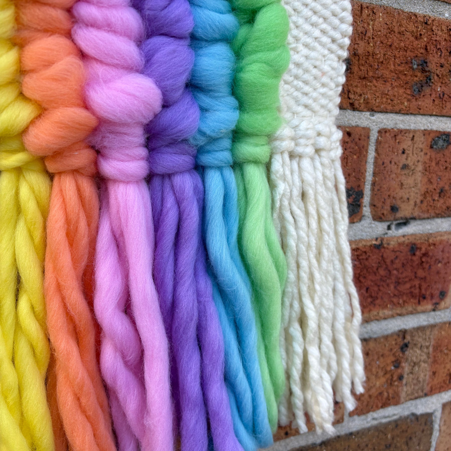 Rainbow textured handwoven wall hanging