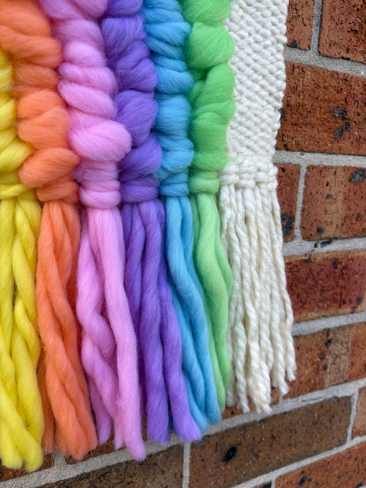 Rainbow textured handwoven wall hanging