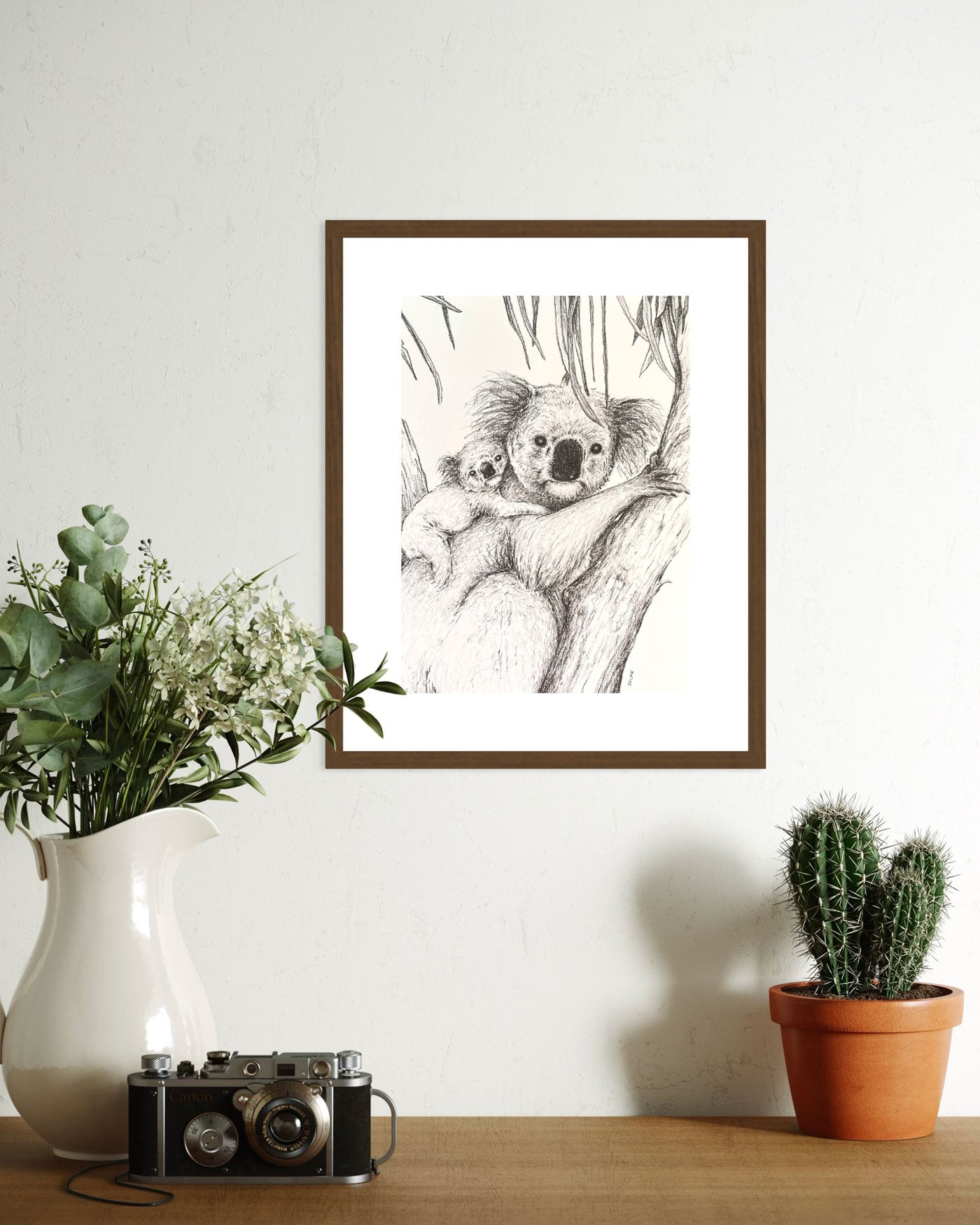 Koala Mother and Joey | Hand Drawn Original Artwork