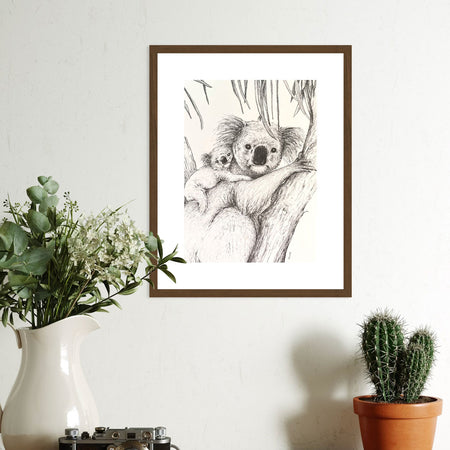 Koala Mother and Joey | Hand Drawn Original Artwork