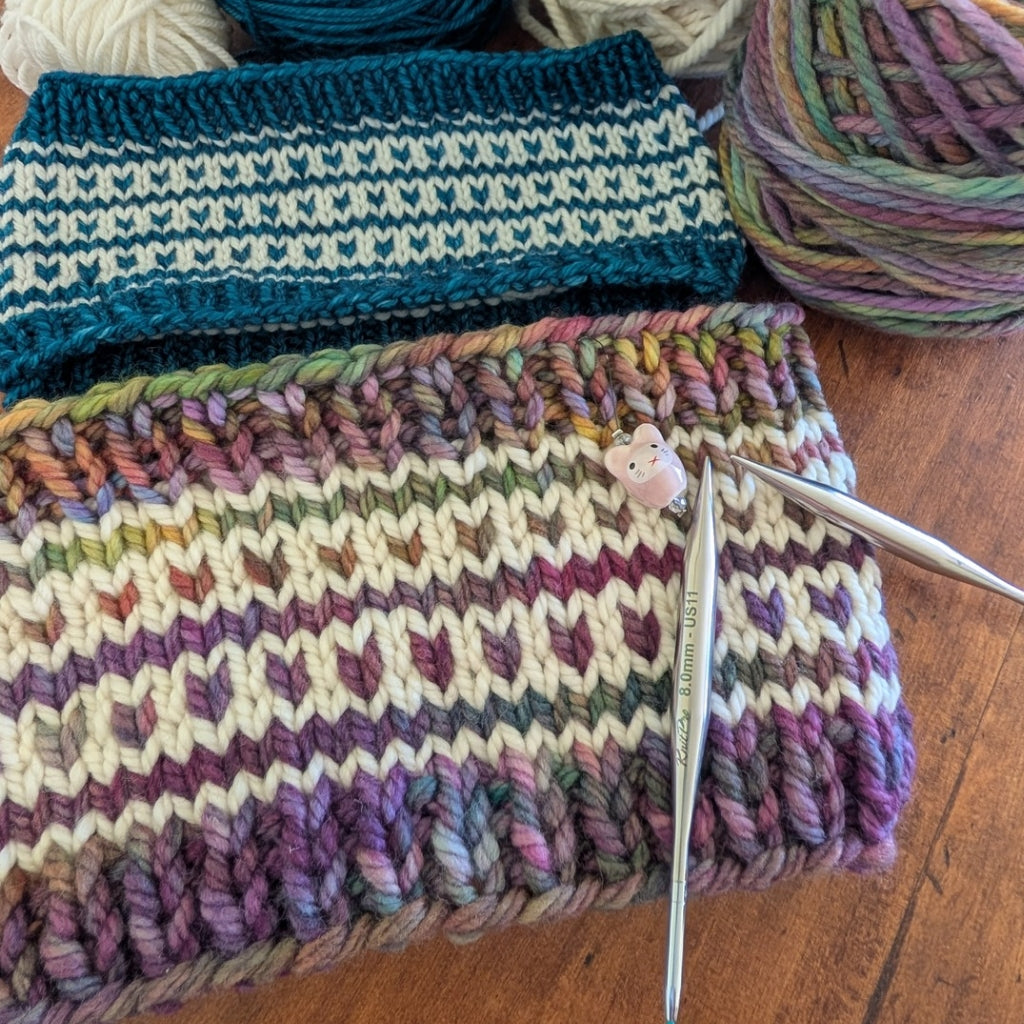 Malabrigo Chunky, Speranza Headband, ear warmers, heart pattern, Merino Wool