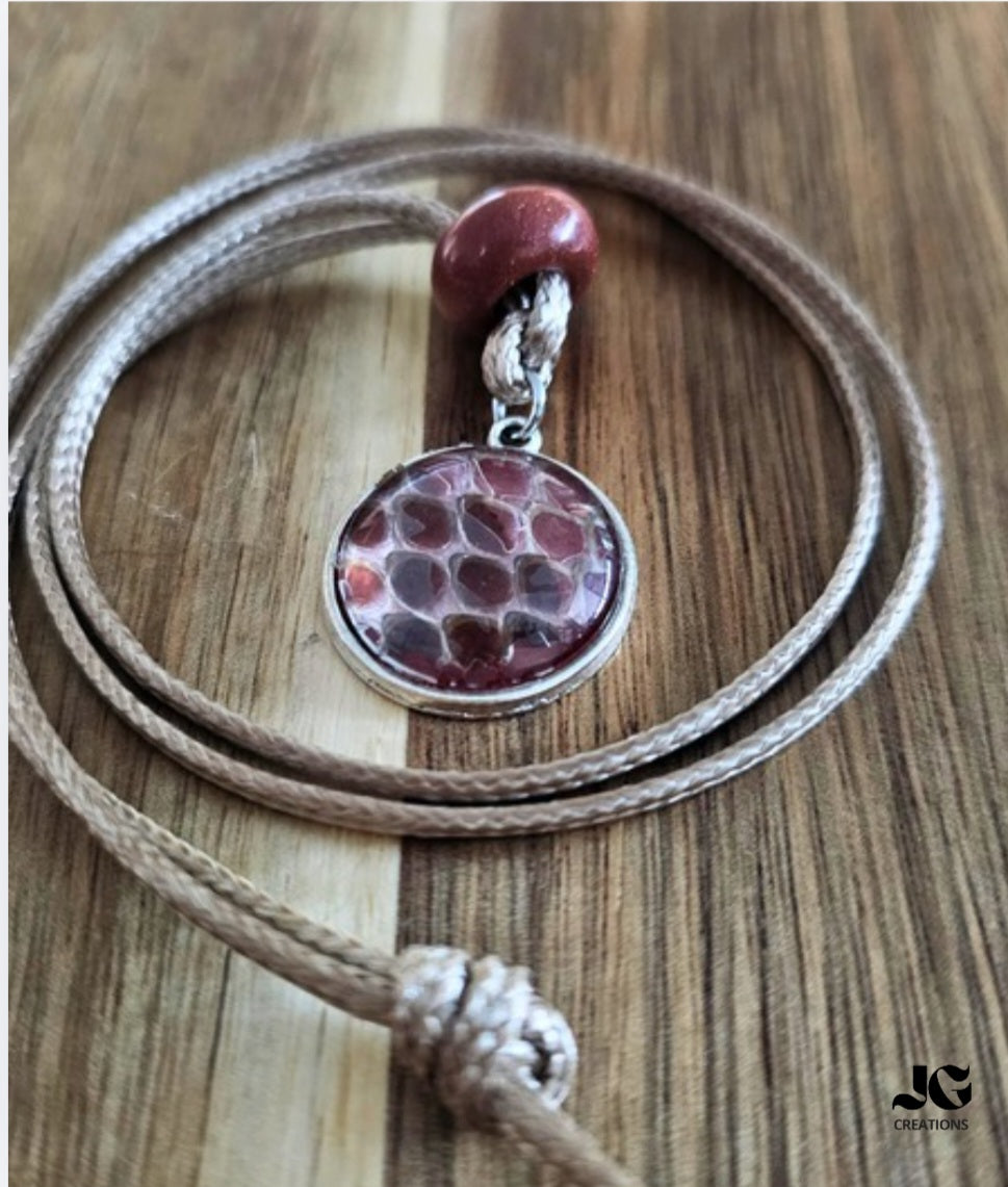 Ready to Ship Hand-Painted Snakeskin Pendant Necklace