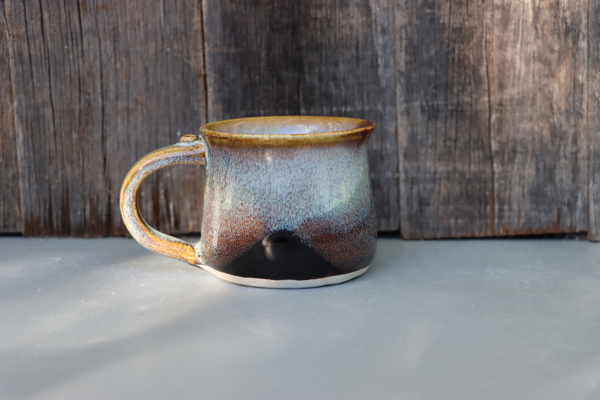 Hand Thrown Stoneware Coffee Mugs: Teadust Iron & Chun Glaze