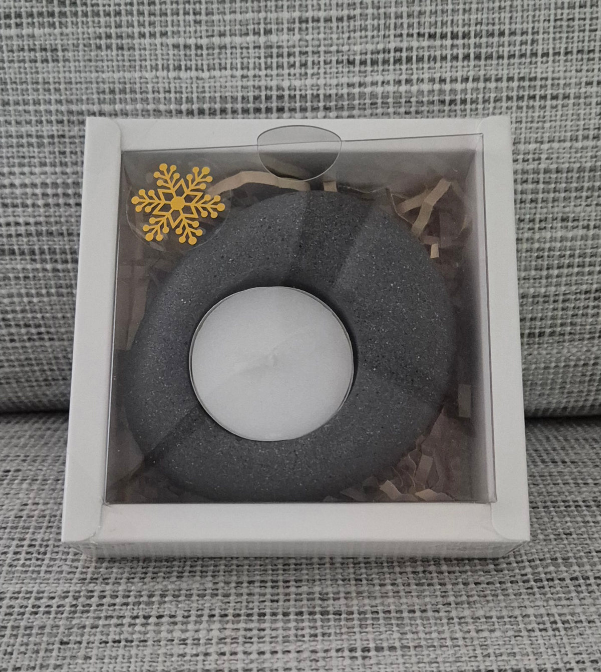 Black eco-stone pebble shaped tealight candle holder