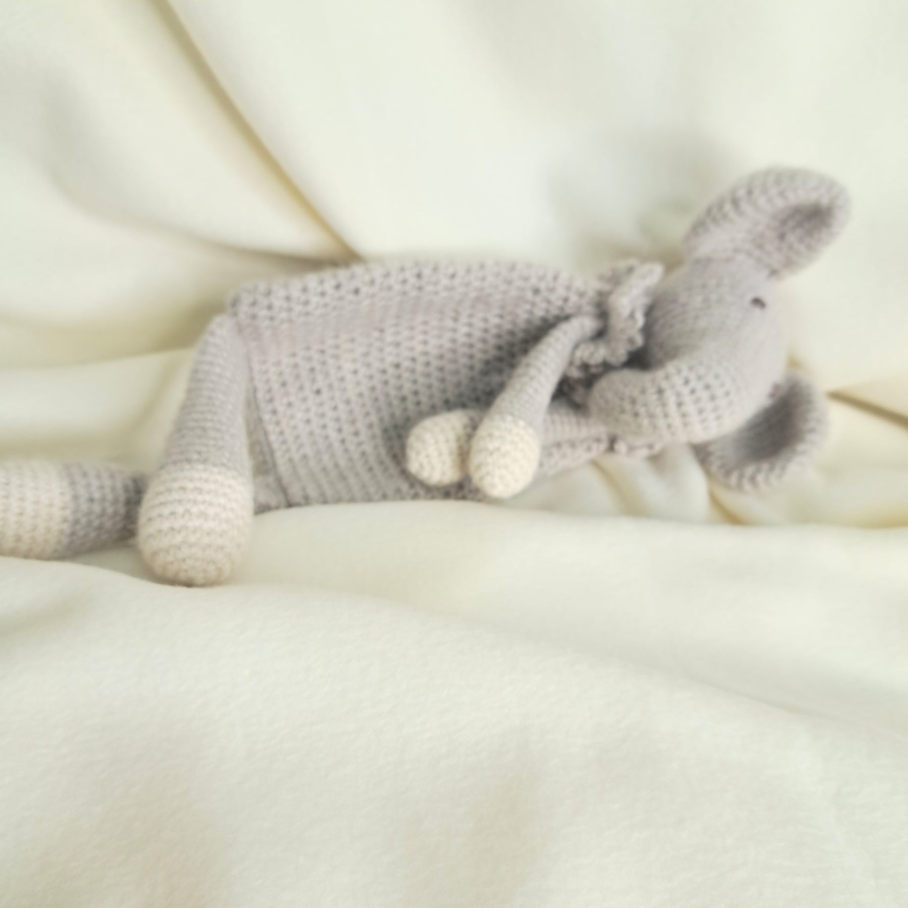 Handmade crochet elephant snuggler, Australian wool, alpaca,silk