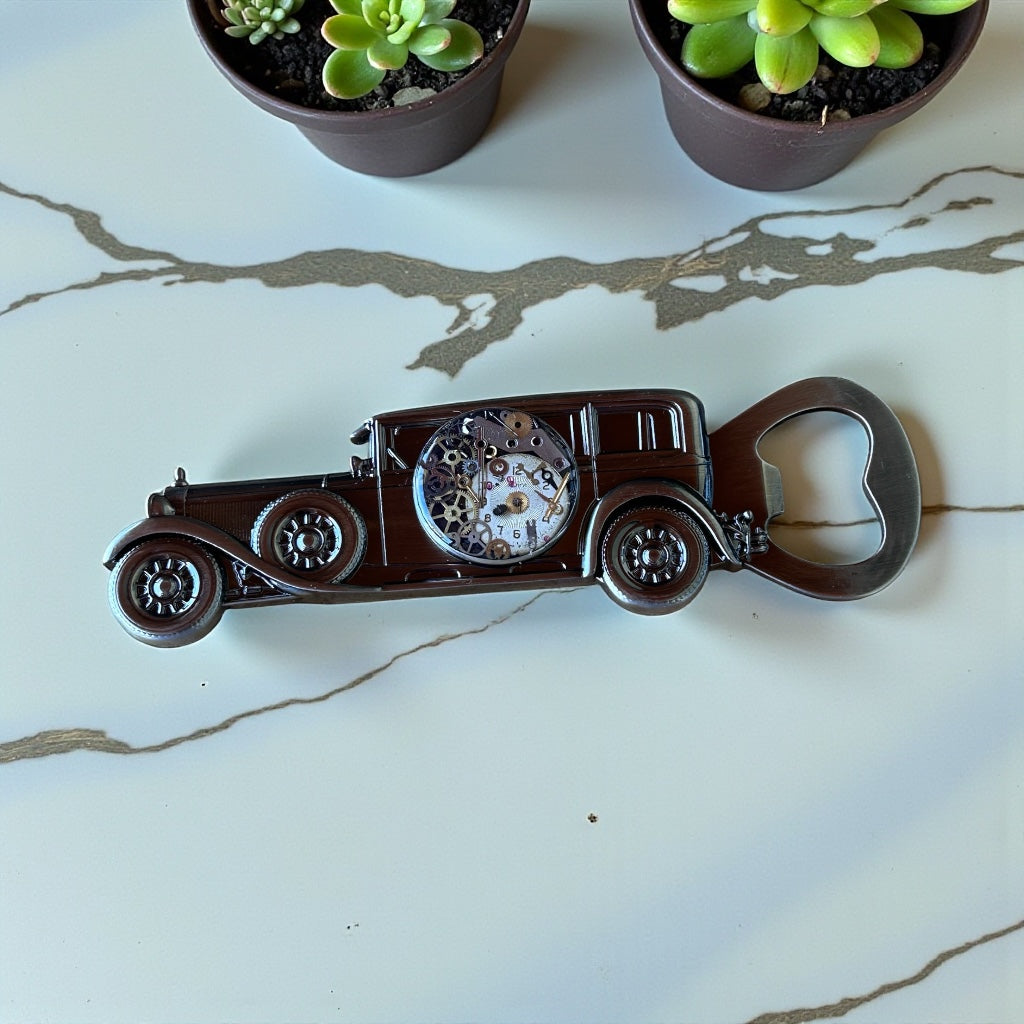 Steampunk watch parts vintage car bottle opener