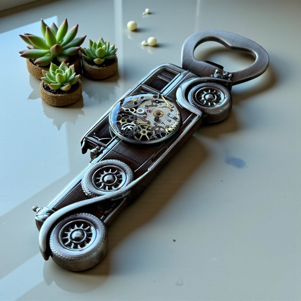 Steampunk watch parts vintage car bottle opener