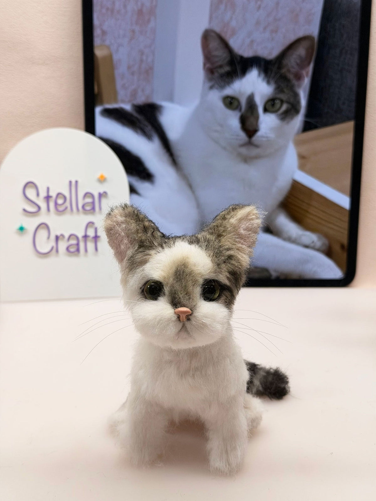 Custom Cat Plush from Photo, Poseable Art Doll, Pet Memorial Keepsake - Handmade Soft Sculpture, Personalised Plushie Ornament