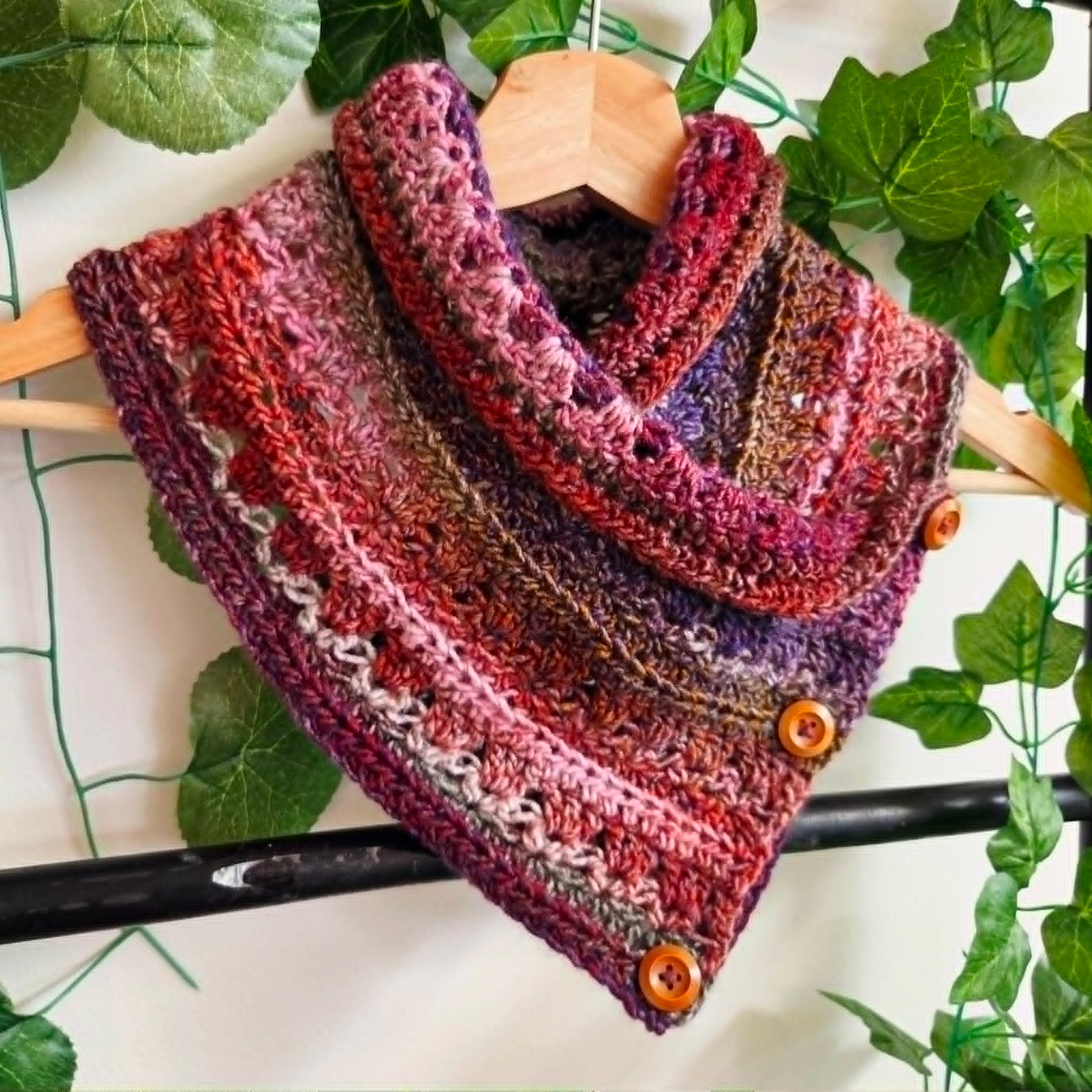 Handmade Crochet Neckwarmer | Rainbow Jewel Colours | Adult