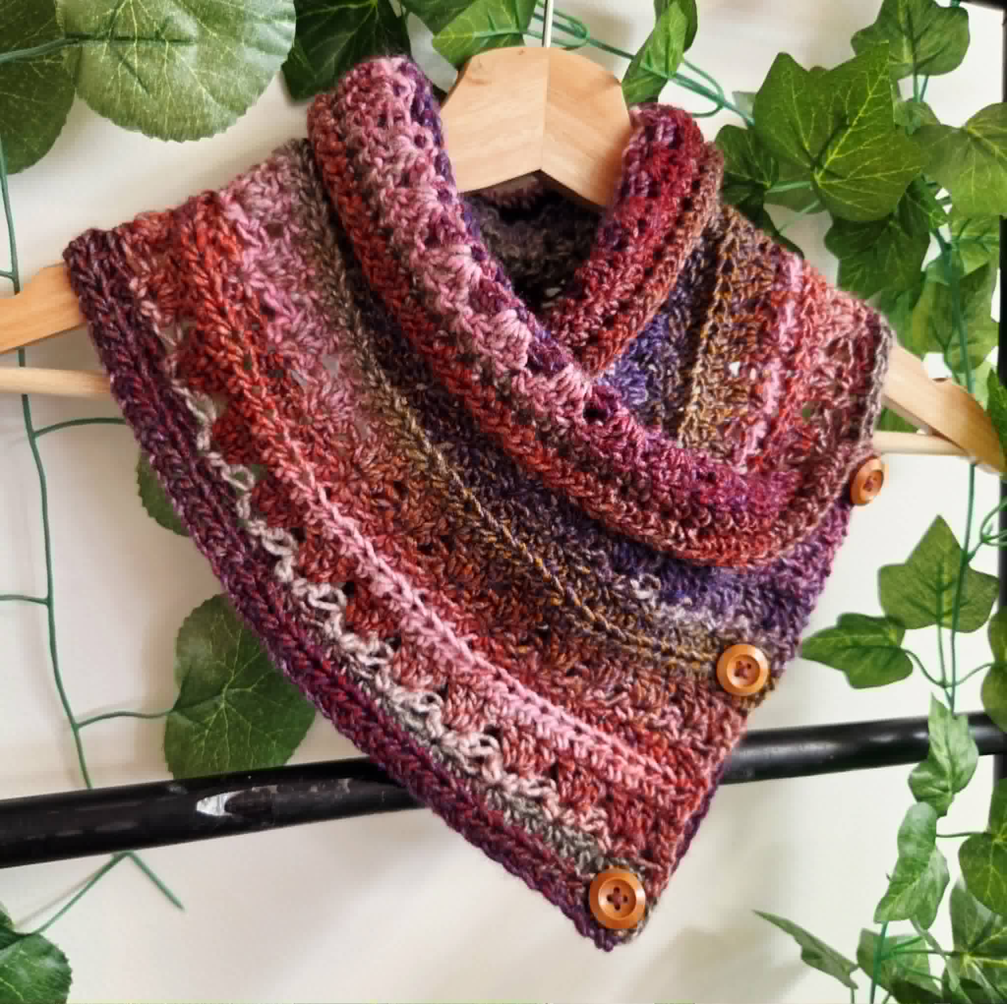 Handmade Crochet Neckwarmer | Rainbow Jewel Colours | Adult