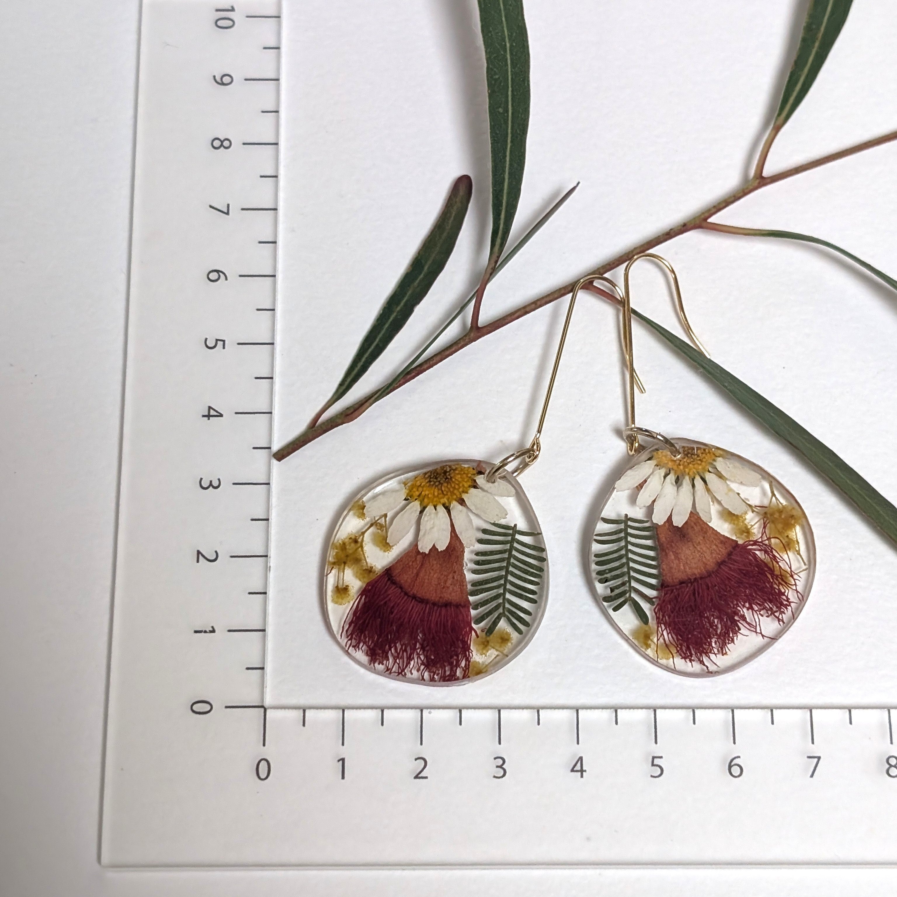Australian native flowers, long gold hook