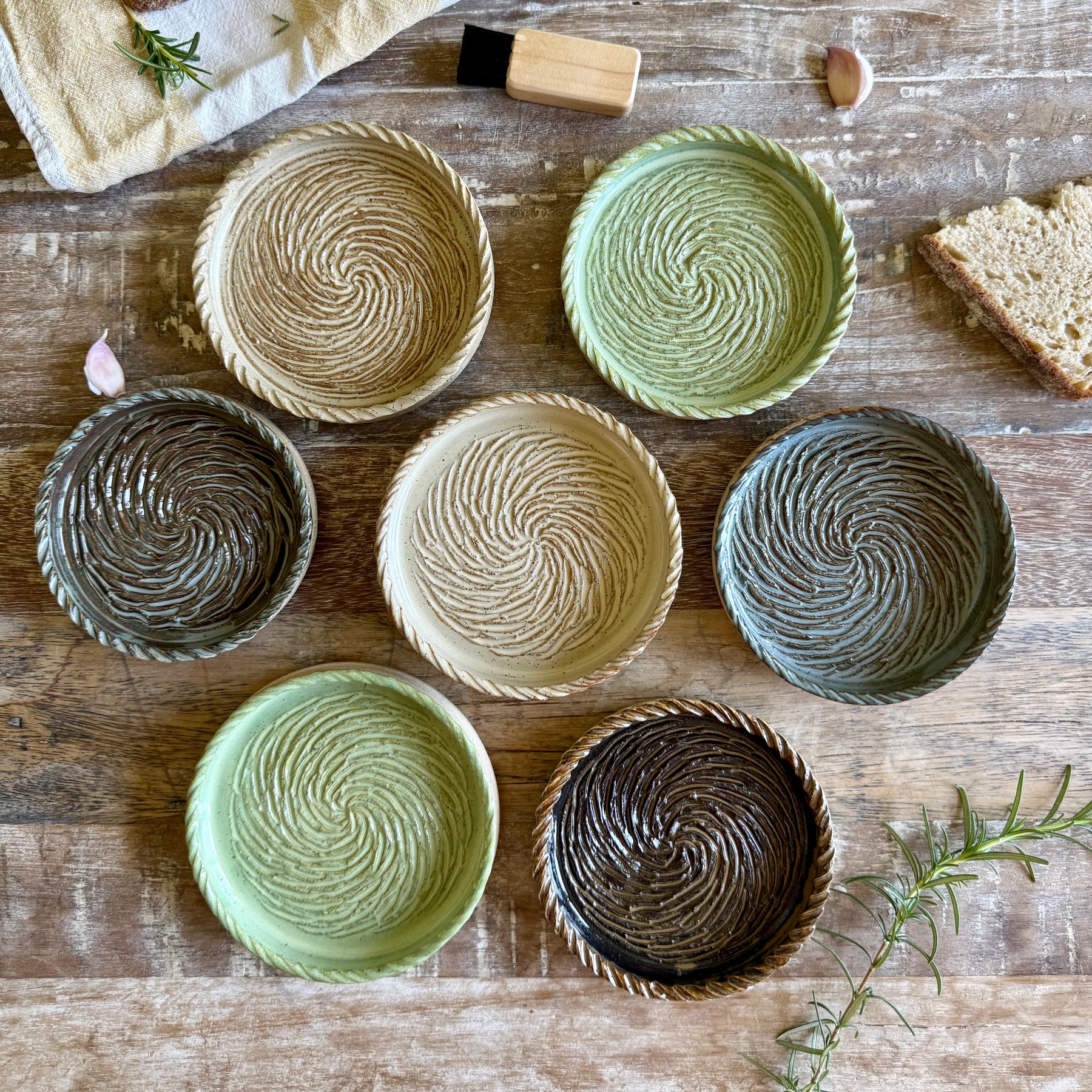 The Gathering Dish - Wheel Thrown Ceramic Garlic Grater & Dipping Dish with Brush