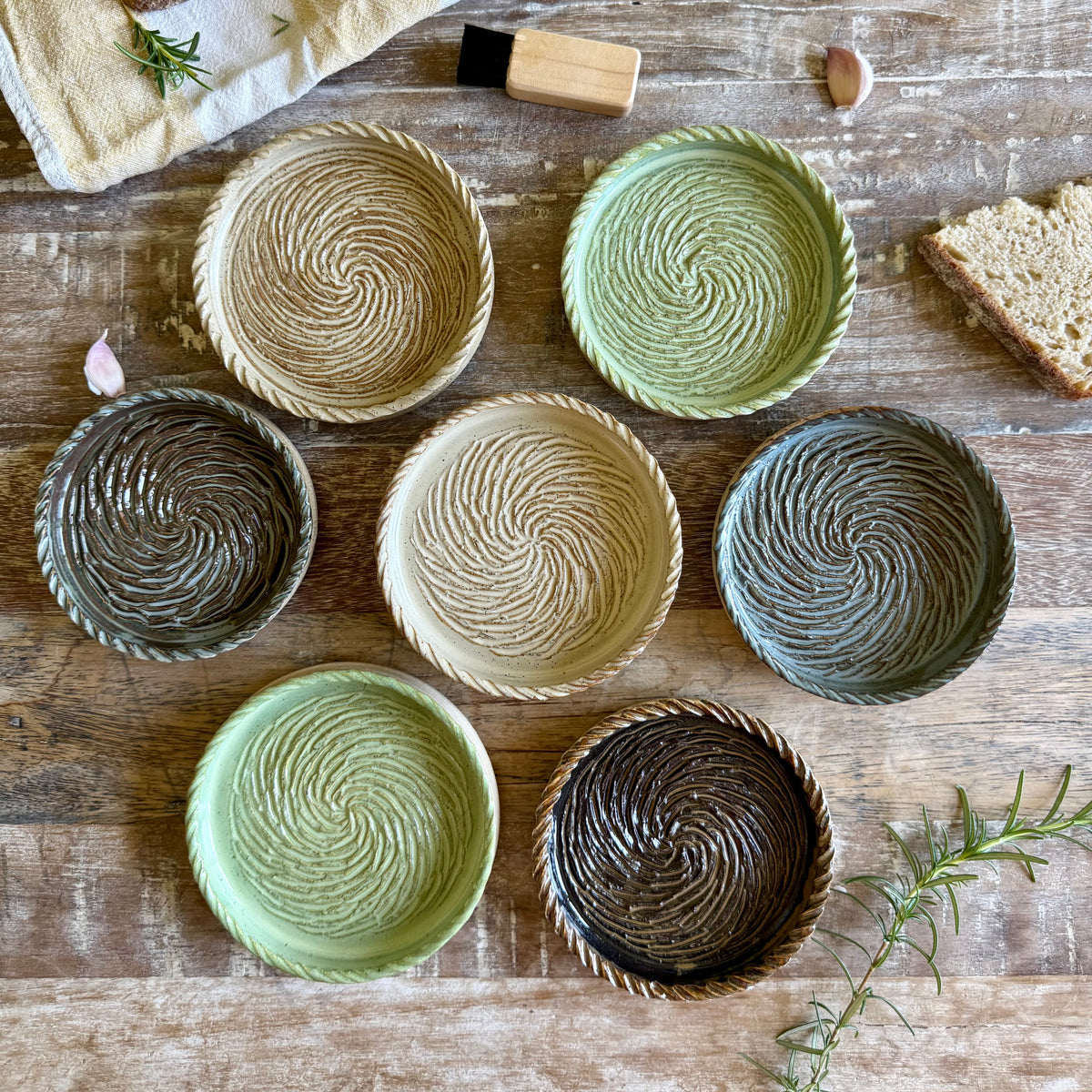 The Gathering Dish - Wheel Thrown Ceramic Garlic Grater & Dipping Dish with Brush