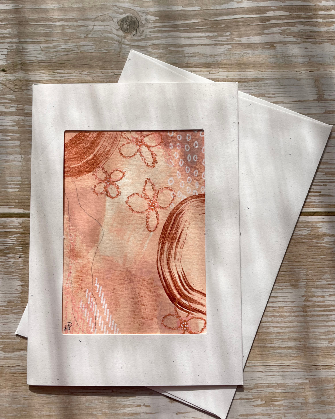 Original Mixed Media Greeting Cards I Peach Abstract Collection