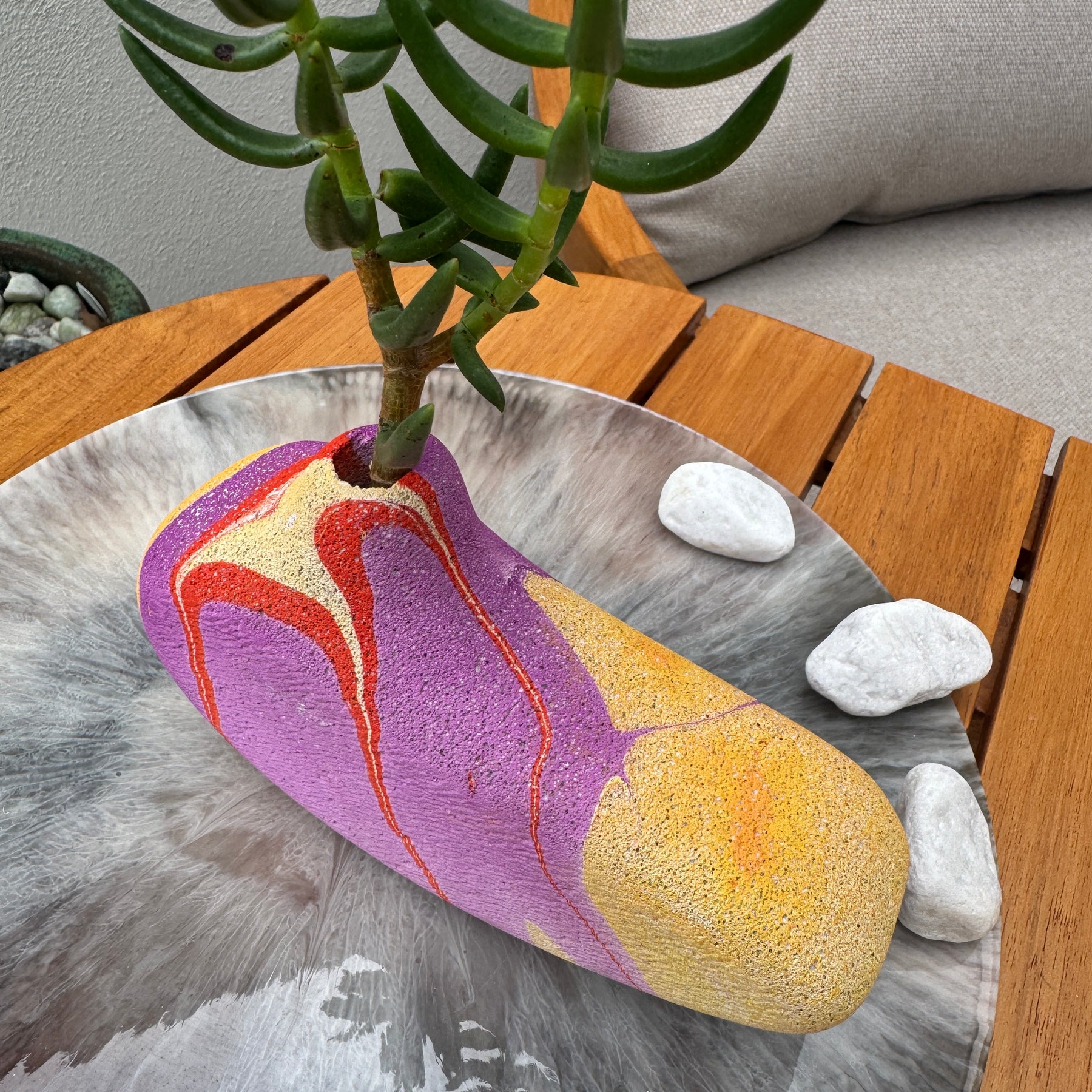 Lava Bird hand sculpted concrete test tube vase