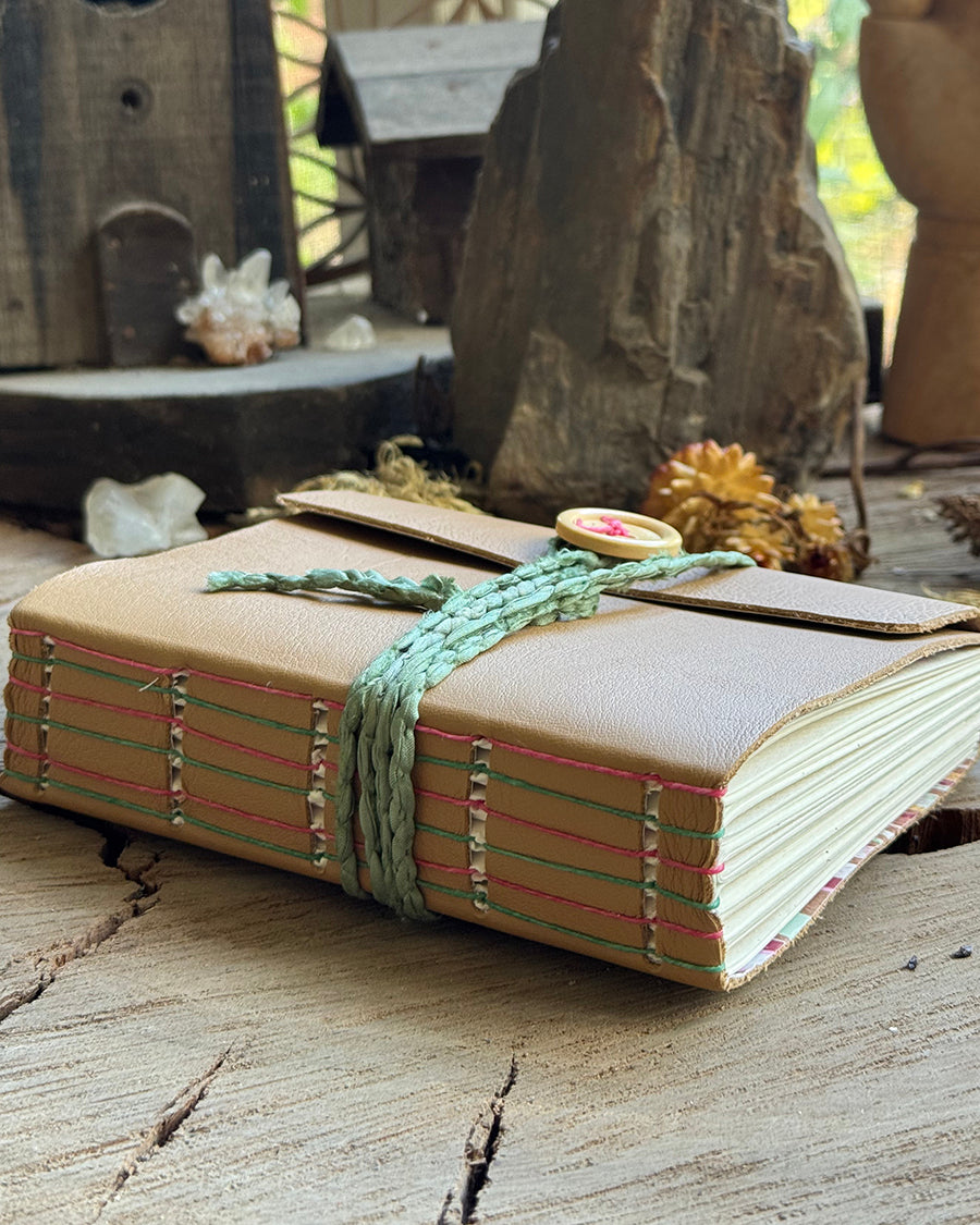 Pale Tan Straight-stitched Leather A6 Journal
