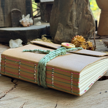 Pale Tan Straight-stitched Leather A6 Journal