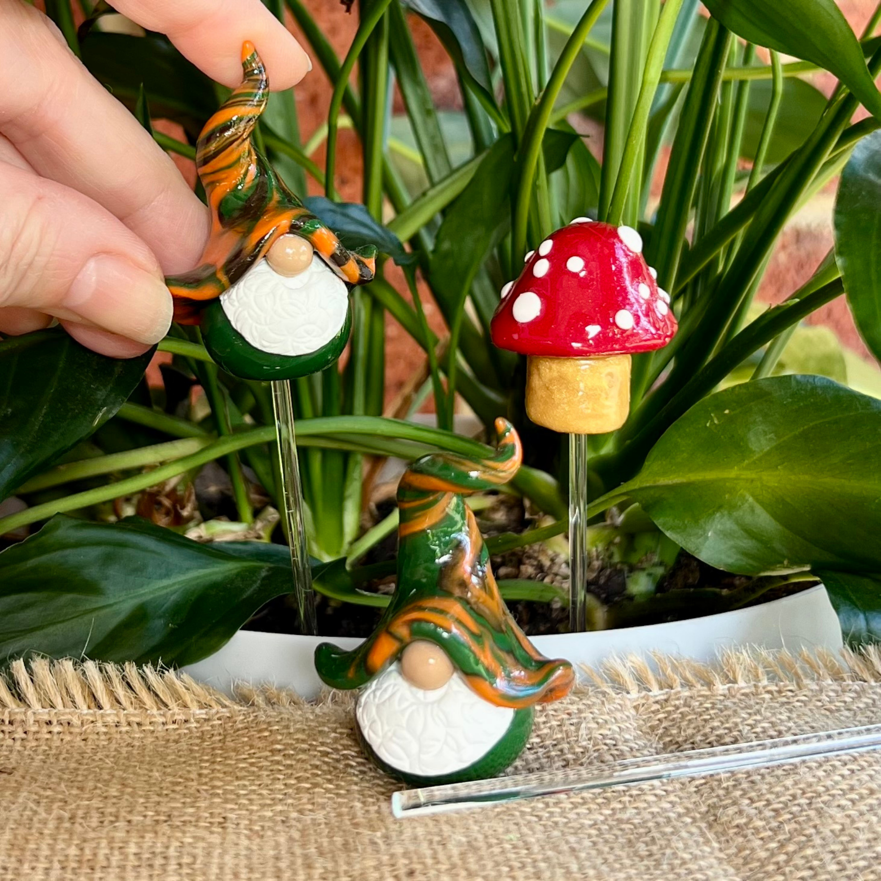 Whimsical gnome trio - Hendrick, Aspel & Dot