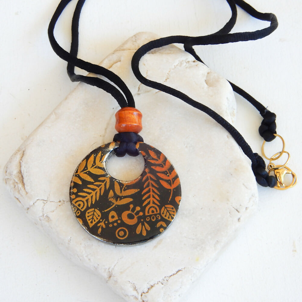 Black Polymer Clay Earrings & Pendant "Trudy"