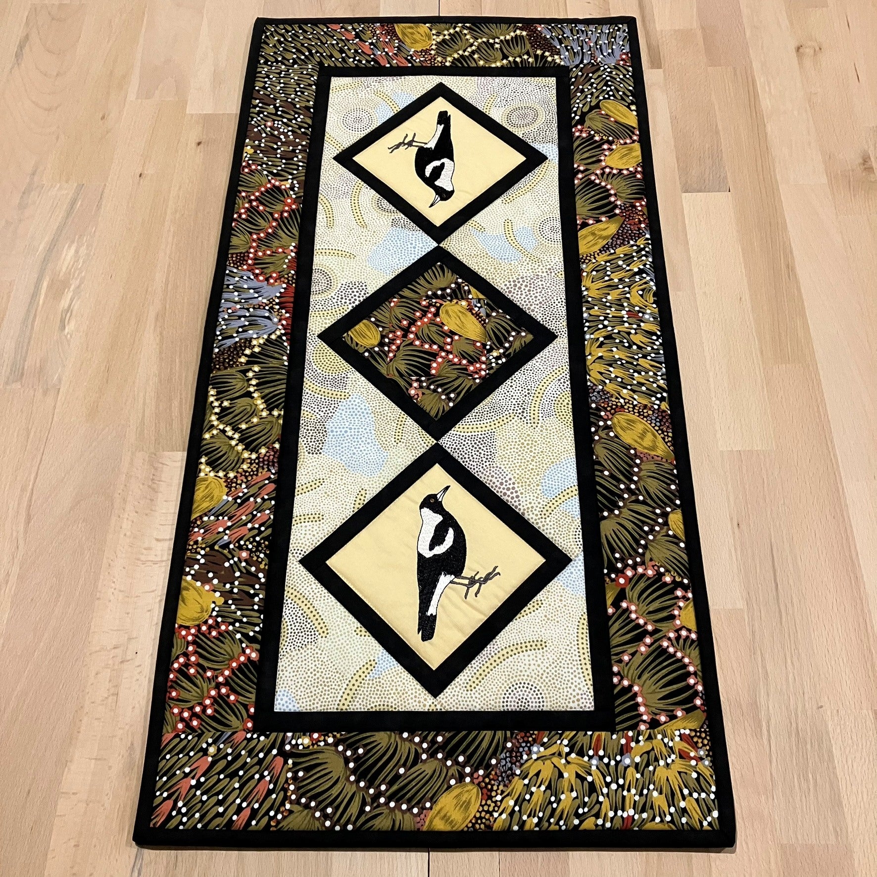 handmade Australian native quilted - magpie