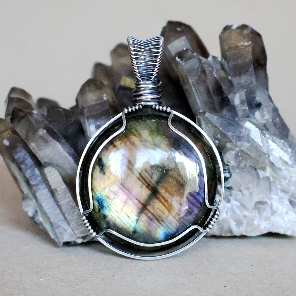 Handcrafted Labradorite Pendant - Dark Moon Talisman of Magick