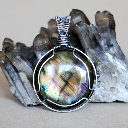 Handcrafted Labradorite Pendant - Dark Moon Talisman of Magick