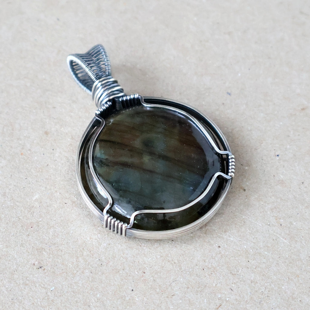 Handcrafted Labradorite Pendant - Dark Moon Talisman of Magick