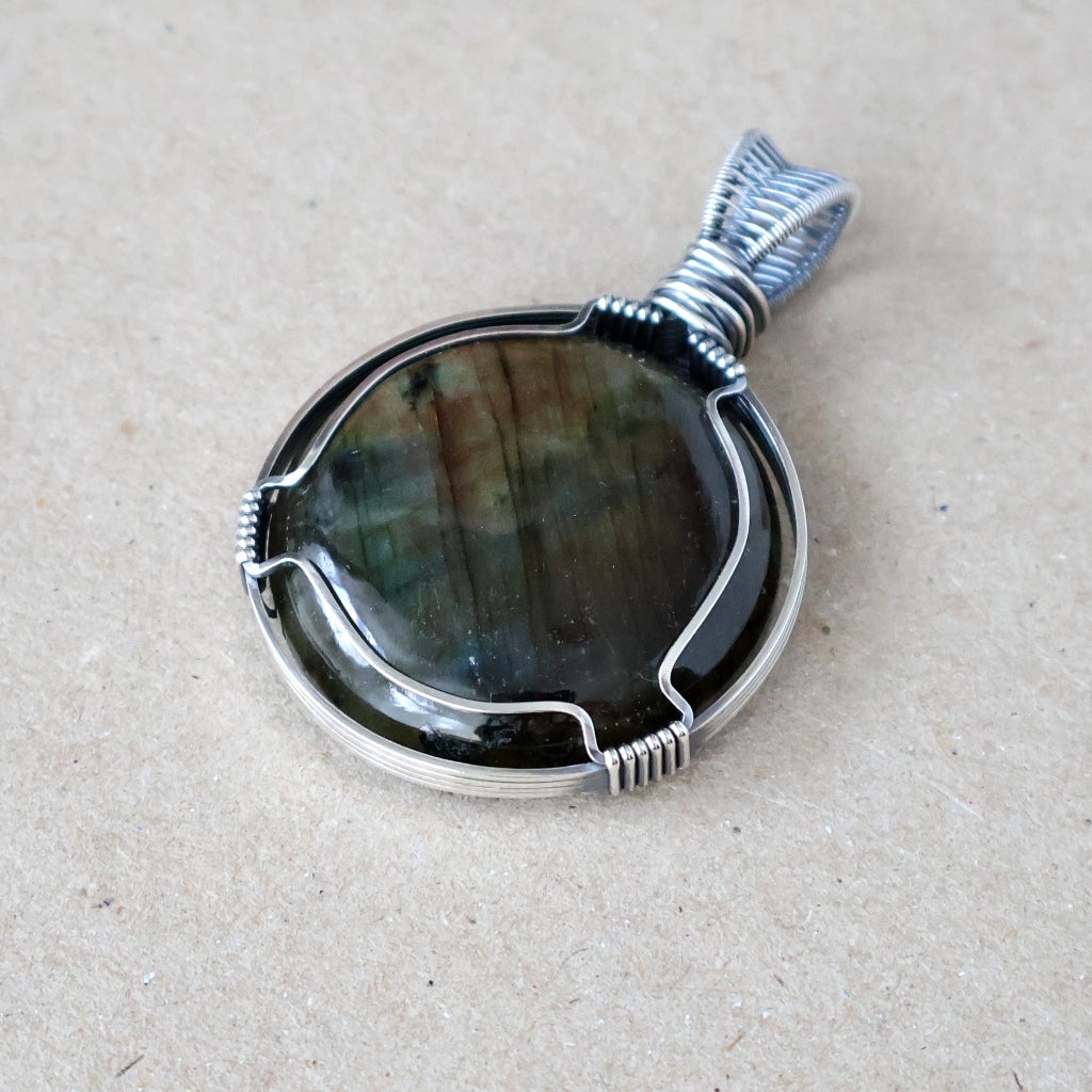 Handcrafted Labradorite Pendant - Dark Moon Talisman of Magick