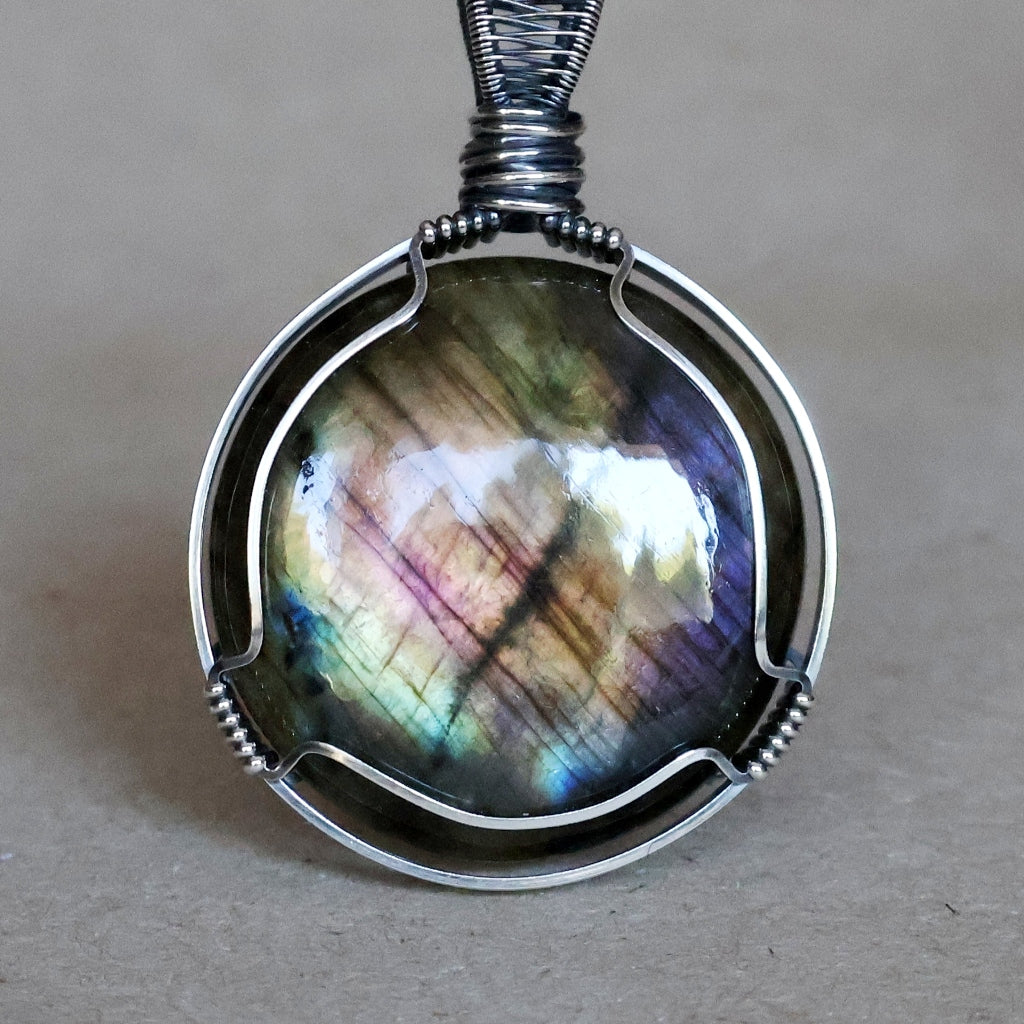Handcrafted Labradorite Pendant - Dark Moon Talisman of Magick