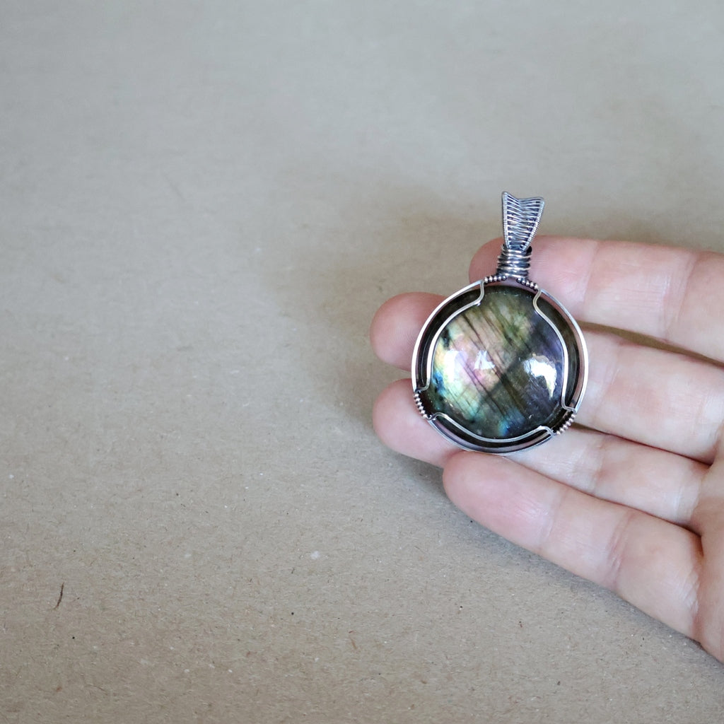 Handcrafted Labradorite Pendant - Dark Moon Talisman of Magick