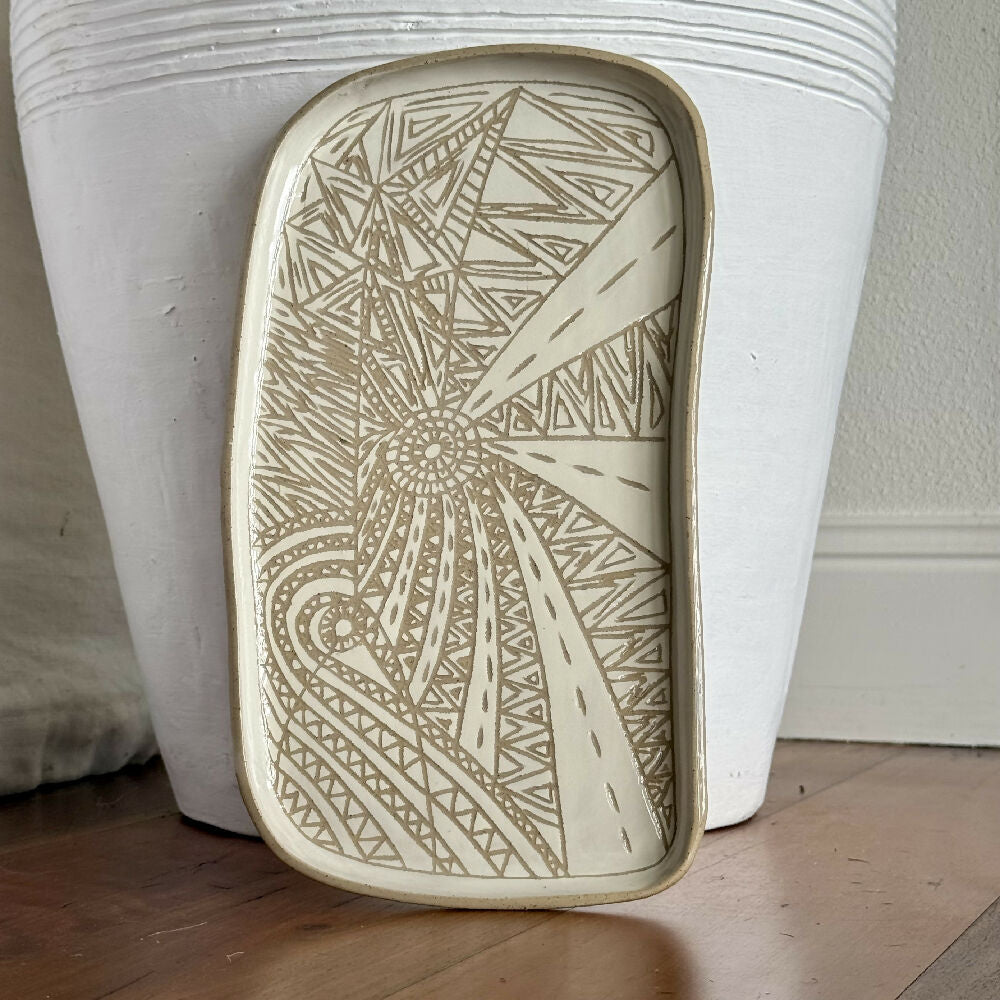 Australian-Ceramic-Artist-Ana-Ceramica-Handmade-Pottery-Ceramics-Home-Decor-Kitchen-and-Dining-Servingware-Labyrinth-Ceramic-Platter-Charcuterie-Handmade-Sgraffito-Pottery