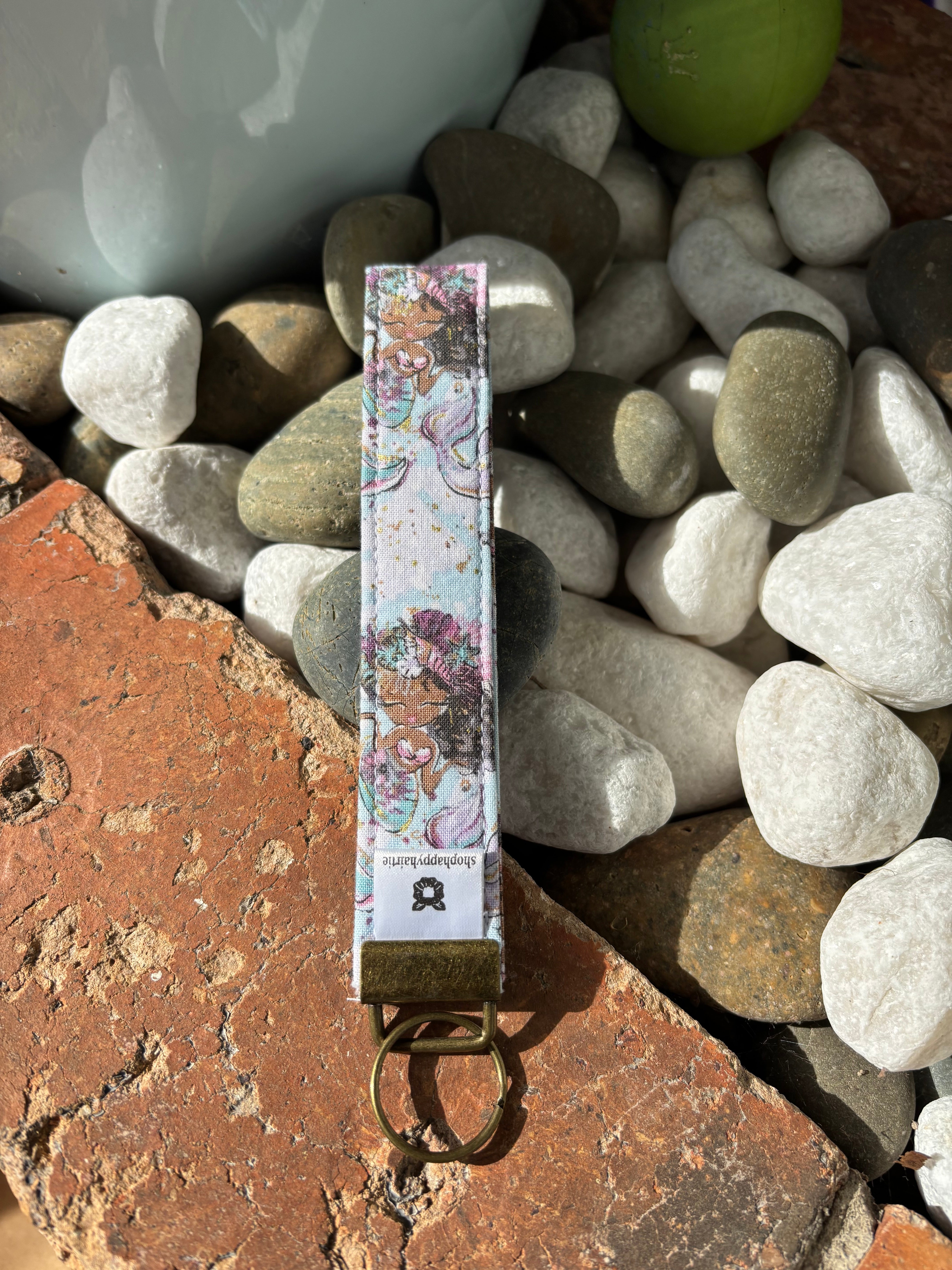 Handmade Fabric Wristlet Keychain | Cotton Key Fob & Wrist Strap