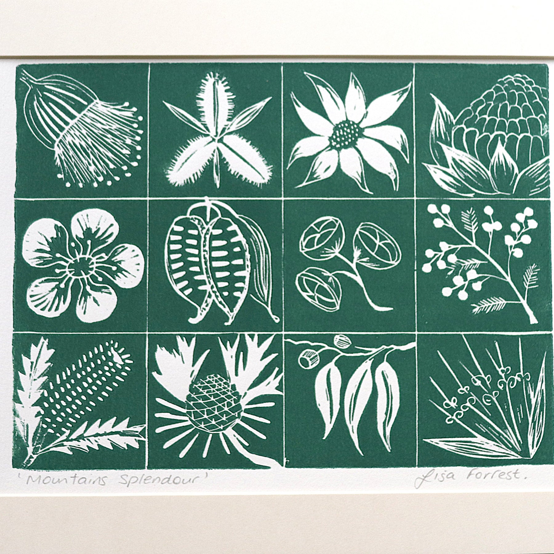 'Mountains Splendour' Original Linocut
