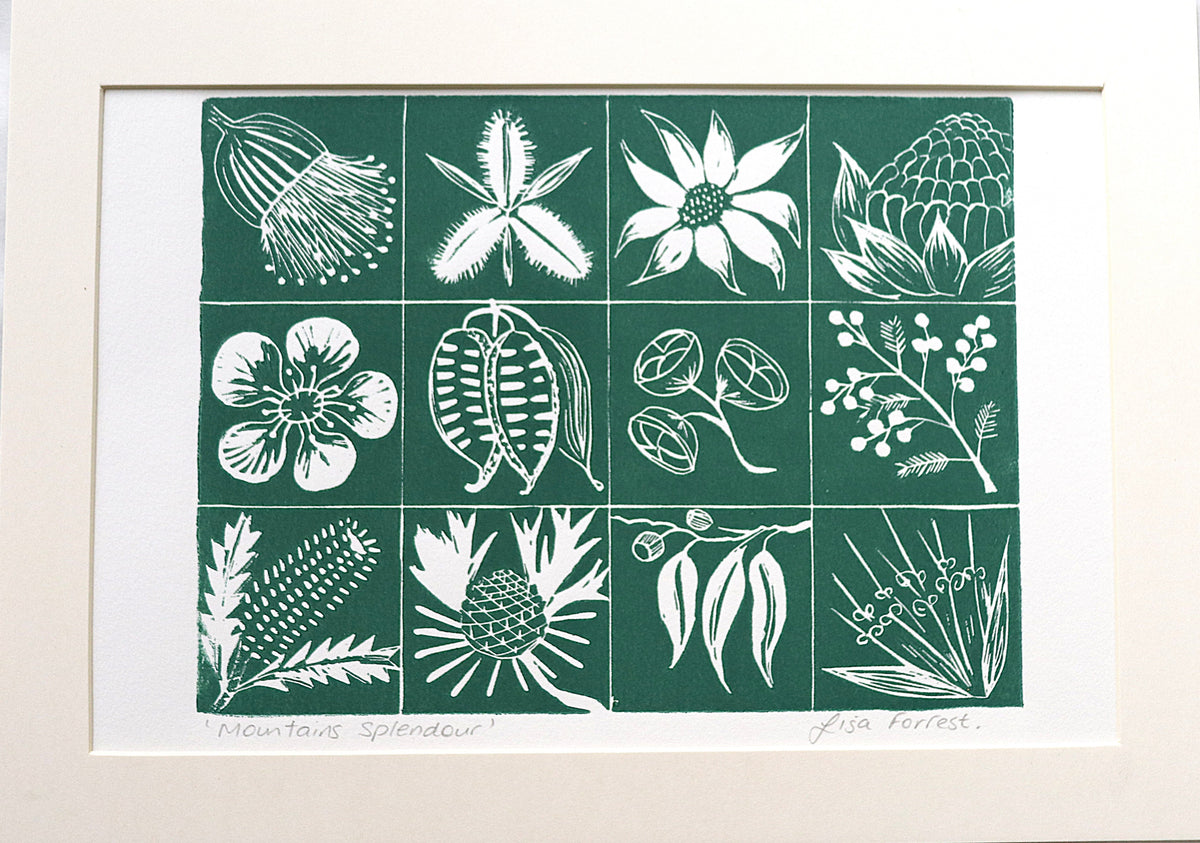 'Mountains Splendour' Original Linocut