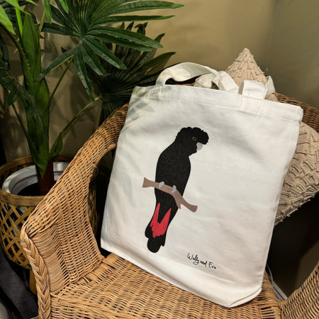 Australian Red Tailed Black Cockatoo 100% Cotton Tote Bag